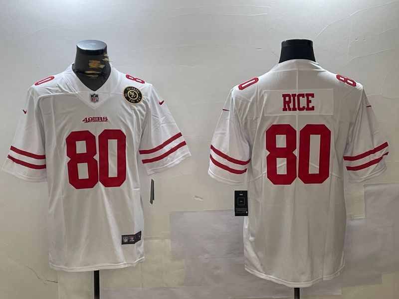 Men San Francisco 49ers #80 Rice White Second generations 2024 Nike Limited NFL Jersey style 3